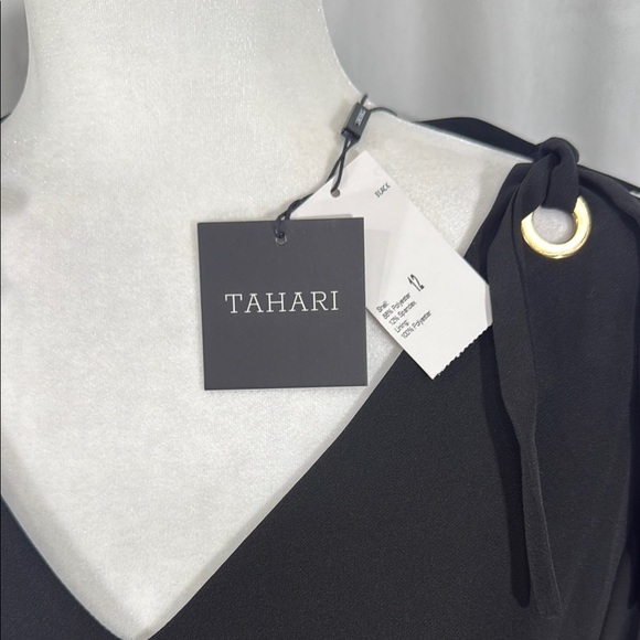 TAHARI BLACK V-NECK SHEATH DRESS SIZE 12 NWT - Picture 5 of 11